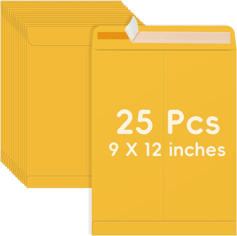 FloraSea 25 Pack 9 x 12 Catalog Mailing Envelopes, Self-Seal Brown Kraft Manilla Envelopes Letter Size for Mailing, Organize, storage, Home, Office Business - Image 1